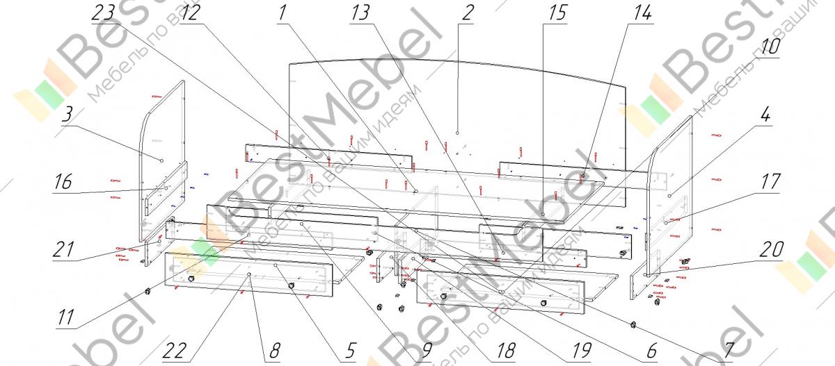 Кровать адель детская схема сборки