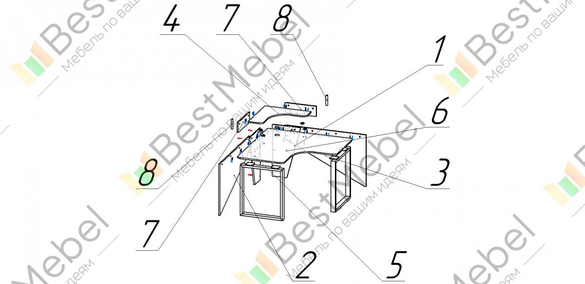 Схема сборки компьютерного стола капитан