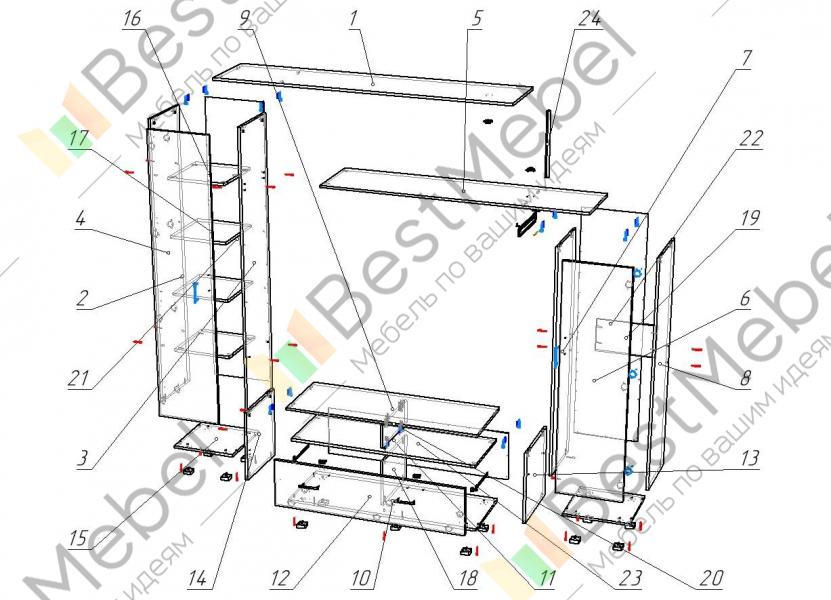 Схема сборки горки мебельной