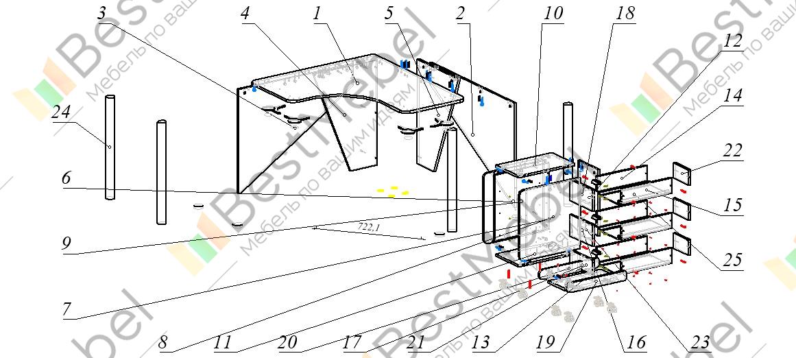 Схема сборки компьютерного стола капитан