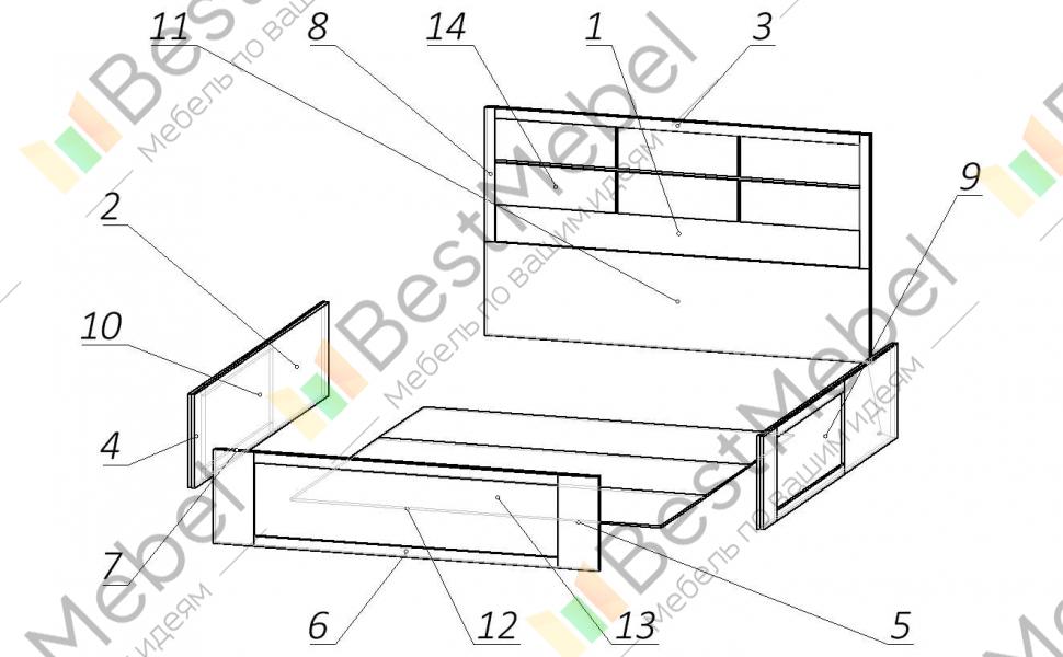 Схема сборки кровать парма 3