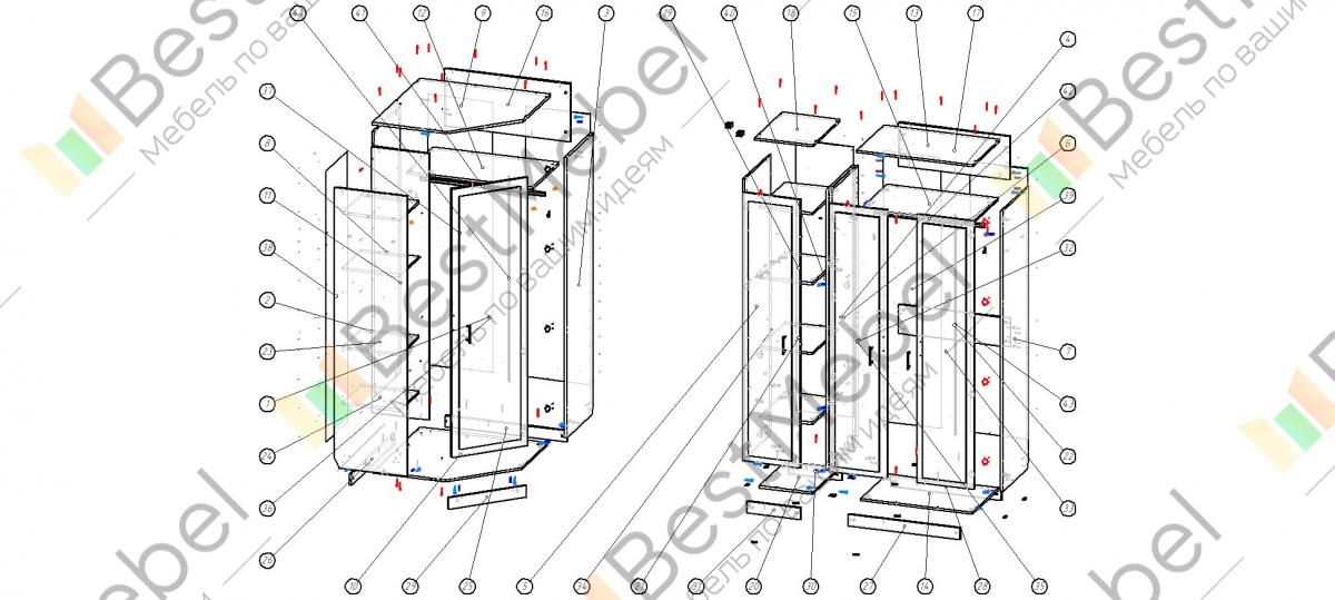 Шкаф угловой лазурит схема сборки